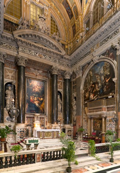 Barokkitide: Sisäkuva Rooman Jeesuksen Pyhän Nimen jesuiittakirkosta (chiesa del Gesu) tekijältä Italian School