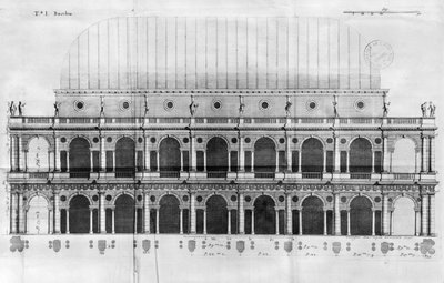 Palladiana basilika Vicenzassa, suunnitellut Andrea Palladio (1508-80) (e, hauta) tekijältä Italian School