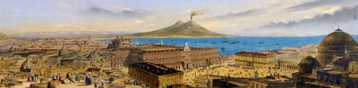 Lintuperspektiivistä kuninkaallinen palatsi ja Piazza Plebiscito Napolissa, Italiassa tekijältä Italian School