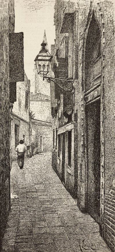 Carlo Goldonin talo Venetsiassa, Italiassa, kaiverrus A Lazzaretin piirroksesta, L