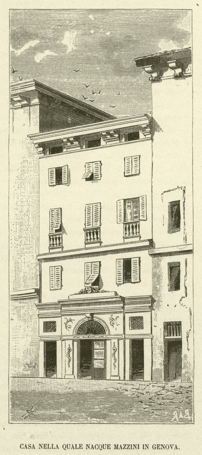 Talo, jossa Mazzini syntyi Genovassa (kaiverrus) tekijältä Italian School