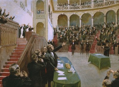 Cavour saa Italian ensimmäisen kansallisen parlamentin taputtamaan kuningas Victor Emmanuel II:ta (1820-78) 18. helmikuuta 1861, havainnollistaen suklaalle tehdyn Risorgimenton historiaa käsittelevää albumia tekijältä Italian School