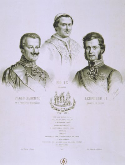 Charles Albert, Pius IX ja Leopold II, 1848 tekijältä Italian School