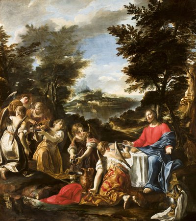 Enkeleiden palvelema Kristus, n. 1650-1700 tekijältä Italian School