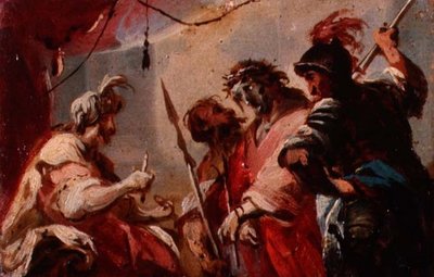 Kristus Pilatuksen edessä, n. 1700 (öljy kortille) tekijältä Italian School