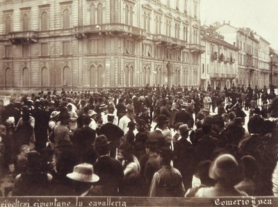 Kansalaiset haastavat kenraali Bava Beccarisin ratsuväen Milanon mellakoiden aikana 6.-9. toukokuuta 1898 tekijältä Italian School