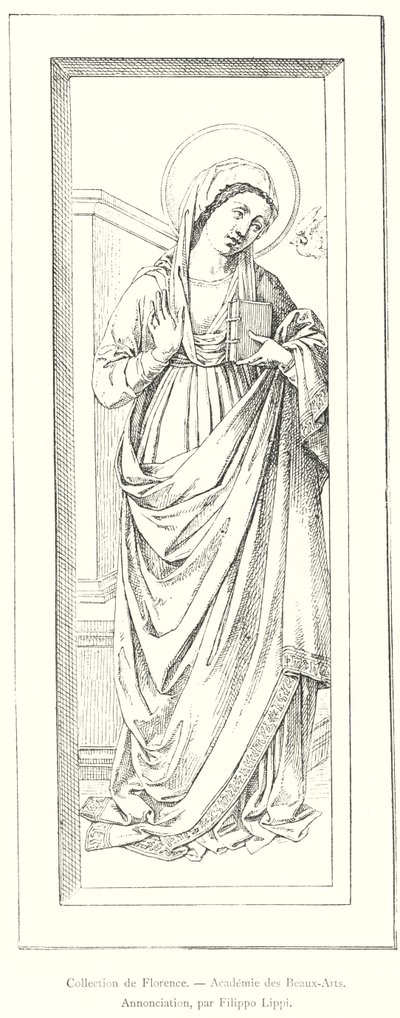 Firenzen kokoelma, Kuvataideakatemia, Annunciation, kirjoittanut Filippo Lippi (kaiverrus) tekijältä Italian School