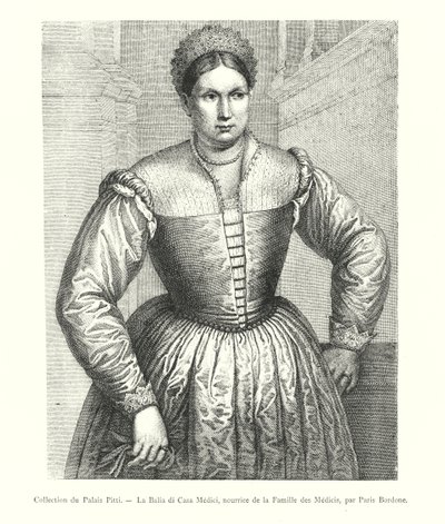 Collection du Palais Pitti, La Balia di Casa Medici, nourrice de la Famille des Medici, Paris Bordone (kaiverrus) tekijältä Italian School