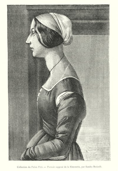Pitti Palace Collection, Oletettu Simonettan muotokuva, Sandro Boticelli (kaiverrus) tekijältä Italian School