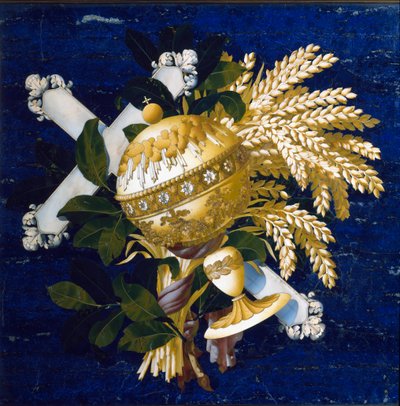 Sävellys. (Marquetry upotekoristeista marmoria tekijältä Italian School