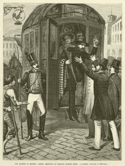 Carrozza Mazzini Saidin juuri purkamassa voiton korostuksella "The Italian Ethereal and Found" (kaiverrus) tekijältä Italian School