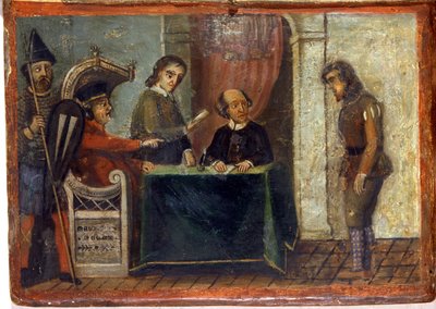 Kansalaisen tuomio tuomarin ja kaupungin edustajien läsnäollessa 1273. Kansallisarkisto, Siena. tekijältä Italian School