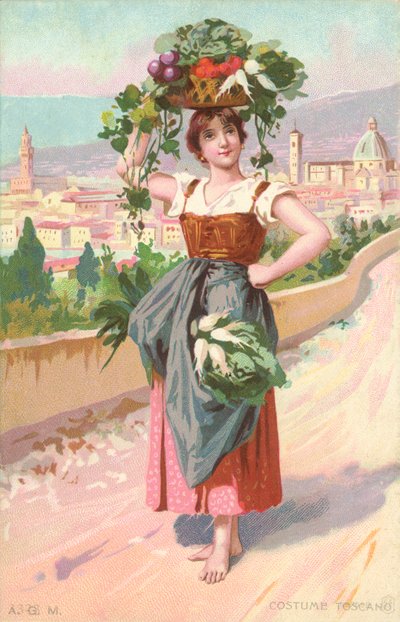Toscanan puku (chromolitho) tekijältä Italian School
