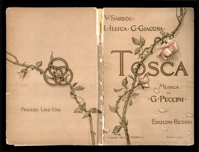 Kansi, Libretto della Tosca, kirjoittanut Giacomo Puccini, Ricordi Edition, Italia tekijältä Italian School