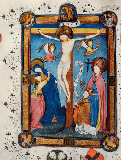 Ristiinnaulitseminen, kuvitus Mestari Pancratinon messalista, n. 1430 (vellum) tekijältä Italian School