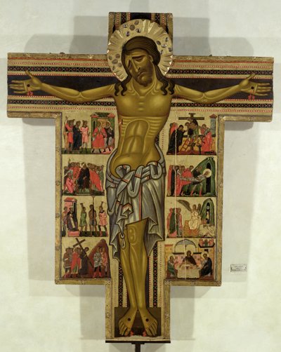 Ristiinnaulitseminen ja tarinat intohimosta, Luccan koulu (tempera paneelissa) tekijältä Italian School