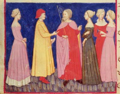 Dante ja Beatrice paratiisissa, Dante Alighierin jumalallisesta komediasta (1265-1321) tekijältä Italian School