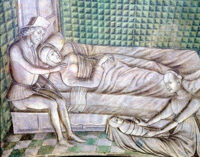 Yksityiskohta freskosta Roccabiancan linnasta Parmassa vuodelta 1480, tänään Castello Sforzescossa Milanossa. Se edustaa Griseldan tarinaa, joka on otettu novellista Giovanni Boccacion Decameronista (1313 - 1375). (Grisélidis). Tämä on sto tekijältä Italian School