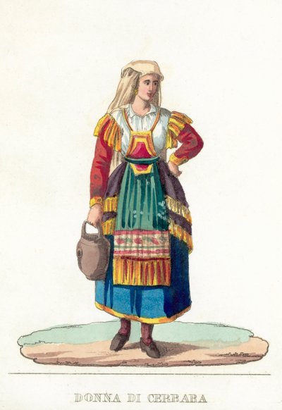 Donna Di Cerbara (värillinen kaiverrus) tekijältä Italian School