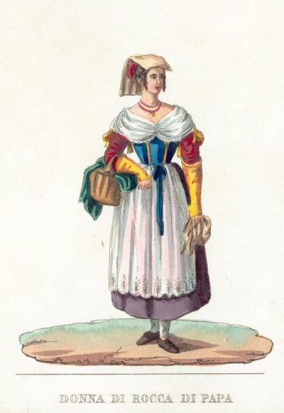 Donna Di Rocca Di Papa (värinen kaiverrus) tekijältä Italian School