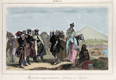 Armenialaisten muutto Venäjälle. 1800-luvun kaiverrus tekijältä Italian School