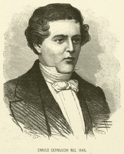 Enrico Cernuschi vuonna 1848 (kaiverrus) tekijältä Italian School