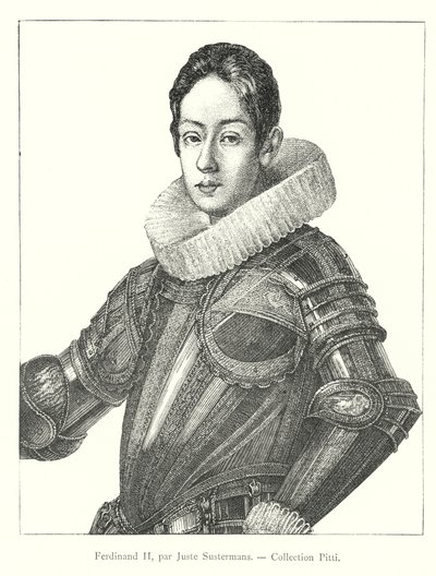 Ferdinand II, kirjoittanut Juste Sustermans, Pitti Collection (kaiverrus) tekijältä Italian School