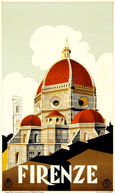Firenzen matkajuliste, noin 1930 (litografia) tekijältä Italian School