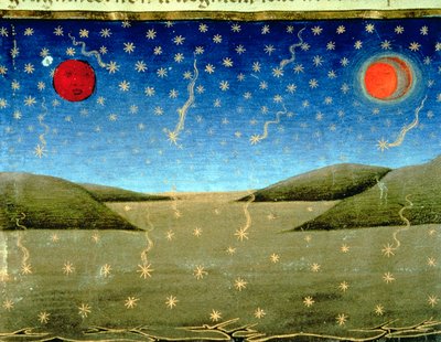 Fol.149va Viimeinen tuomio: Tähdet putoavat ja kaikki kääntyy ylösalaisin (vellum) tekijältä Italian School