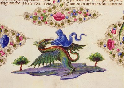 Fol.198V Genie ja siivekäs hirviö, Borso d