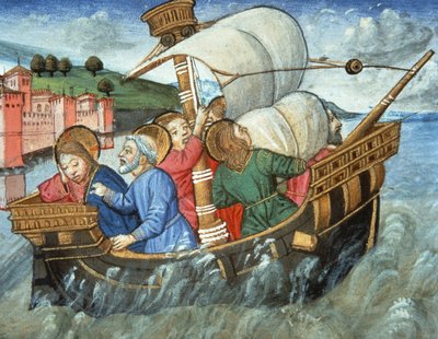Fol.49v Myrsky Tiberianmerellä (vellum) tekijältä Italian School