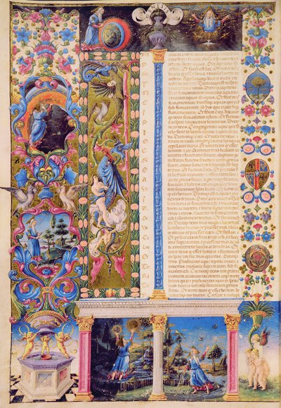 Fol.5v Genesis. Universumin luominen Borso d