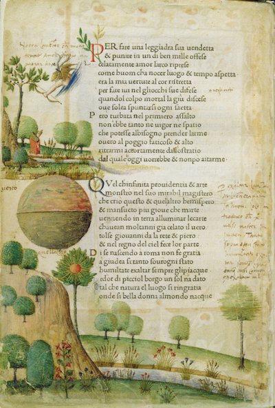 Fol. 1v, "To make a graceful revenge", Petrarchin teoksesta "Canzoniere e Trionfi", n. 1470 tekijältä Italian School