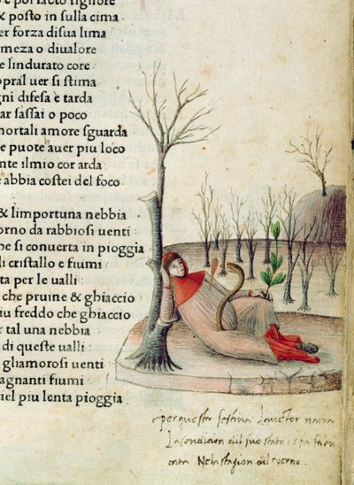 Fol. 52r Petrarchin teoksesta Canzoniere e Trionfi, n. 1470 tekijältä Italian School