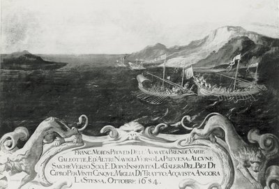 Francesco Morosini (1618-94) Kyproksen edustalla tapahtuneessa tapahtumassa 1654 tekijältä Italian School
