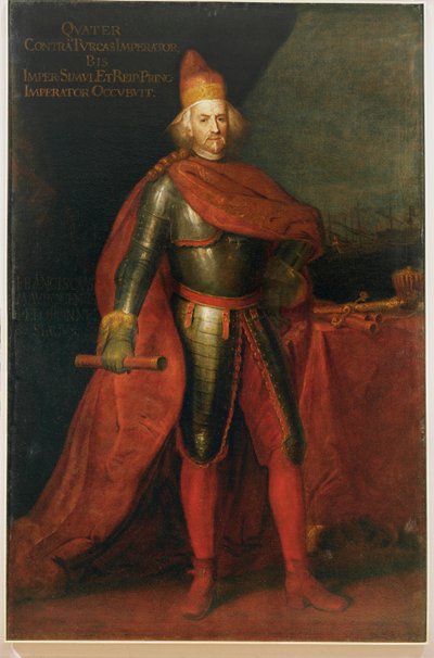 Francesco Morosini, Venetsian dogi, kunnostautui turkkilaisia vastaan käydyissä sodissa ... (maalaus kankaalle) tekijältä Italian School