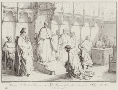 Carraran Francesco Novello II ja hänen poikansa Francesco III pyytävät armoa Doge Michele Stenolta tekijältä Italian School