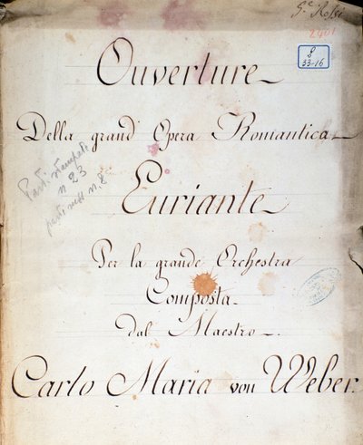 Etukappale Carl von Weberin oopperasta "Euryanthe" (litho) tekijältä Italian School