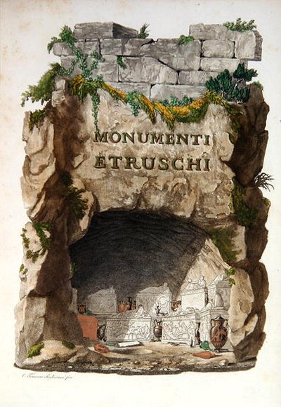 Francesco Inghiramin (1772-1846) "Etruscan Monuments" -elokuva, julkaistu Fiesolessa tekijältä Italian School