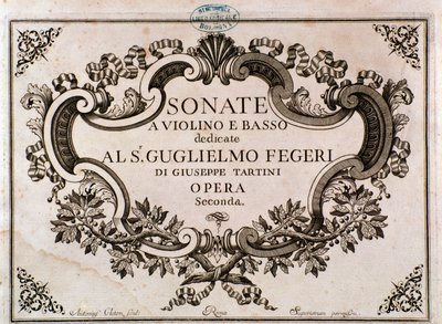 Giuseppe Tartinin sonaattien nuotioiden etukappale (litho) tekijältä Italian School