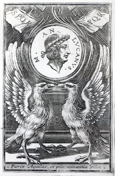 Marcus Annaeus Lucanuksen etukappale Lucans Pharsalialle, painos julkaistiin vuonna 1663 tekijältä Italian School