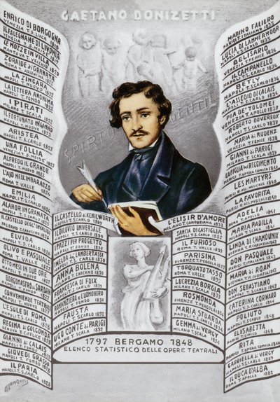 Gaetano Donizetti, italialainen säveltäjä (1797-1848) tekijältä Italian School