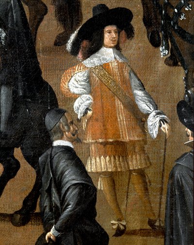 Herrasmies espanjalaisessa mekossa, yksityiskohta (maalaus tekijältä Italian School