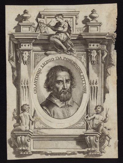 Giovanni Antonio de Sacchis, joka tunnetaan myös nimellä Il Pordenone ja Giovanni Antonio Licinio. Kaiverrus Giorgio Vasari tekijältä Italian School
