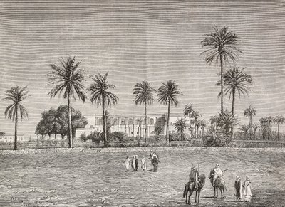 Kuvernöörin palatsi, jossa kenraali Gordon asui, Khartoum, Sudan, Cairolin kaiverrus L