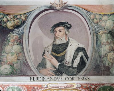 Hernan Cortés, Sala del Mappamondossa tekijältä Italian School