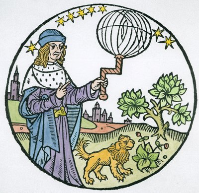 Aristoteleen (384-322 eKr.) ihanteellinen muotokuva, kopio kuvasta Aristoteles cum Leonardi Aretini Commentariis, Venetsia 1516, käytetty Taikuuden historiassa, julkaistu 1800-luvun lopulla (la) tekijältä Italian School