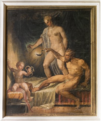 Hercules-lapsi kuristaa käärmeitä, Keltaisesta huoneesta, Rocca Meli Lupi, Soragna, Parma tekijältä Italian School