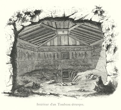 Etruskien haudan sisustus (kaiverrus) tekijältä Italian School