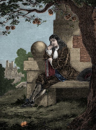 Isaac Newton näkee omenan putoavan maahan istuessaan puun alla tekijältä Italian School